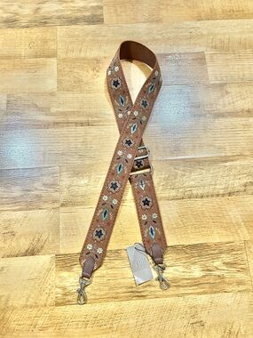 J.Jill Adjustable Brown Embroidered Strap with Turquoise Accents